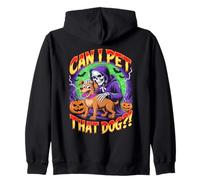 Can I Pet That Dog?! Funny Skeleton Halloween Bootleg Sudadera con Capucha