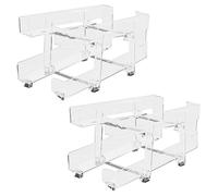 Can Organizer, 2X Clear Soda Storage Rack, Adjustable Width Rolling Basket Beverage Organizers, 2-Tier Stackable Pantry Holder for Refrigerator, Home, Bars, Garage, RV, Gabinete Use 14.17x7.09x6.3in