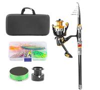 Caña De Pesca Surf Y Carrete Combo,Kit De Pesca Telescópica | Accesorios De Pesca Para Perca Trucha Viaje Camping Surf Río Lago