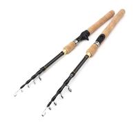 Caña De Pescar Caña De Pescar Giratoria 1,8 M, 2,4,7, Viaje Telescópica Dura Fibra Carbono con Mango Madera(Spinning Rod,2.7 m)