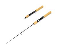 Caña De Pescar Cañas De Pescar Camarón Invierno, Mini Caña Hielo, Carretes Pesca Metal, Cebo Carbono Elástico, Mango Madera Antideslizante, Fundición(60cm Rod No Reel)