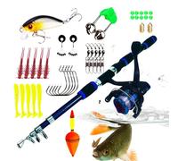 Caña de Pescar - Combo de caña y Carrete de PES-ca de Agua Salada, cañna telescópica | Juego Combinado de cañna de Pescar Carrete Giratorio con para Agua Dulce y Salada