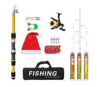 Caña De Pescar Con Señuelos - De Línea En El Mar Al Aire Libre | Kit De Navidad Con Bastón Carrete Señuelos | para Amigos Hombres Pescadores Adultos Niños Papá Lago Arroyo