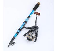 Caña de pescar de fibra de carbono emparejada con carrete para lanzar señuelos específicos en zonas de pesca de agua dulce y salada