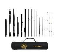 Caña de Pescar de Viaje Spinning-Baitcast. Cañas combinadas 25 en 1. Infinite Ultimate Compact Spin-Cast-Fly Agua Salada lubina Pesca caña de Pescar