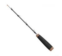 Caña de pescar en hielo de 50 cm telescópica de carbono con soporte para línea, diseño ligero de 2 piezas para invierno, pesca, refugio, parque, color negro