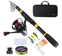 Caña de Pescar giratoria y Carrete Sougayilang portátil telescópica con maletín de Transporte para Viajes de Pesca en Agua Dulce y Agua Salada 2.1M 6.89FT BFishing Full Kits with Carrier CaseStyle 2