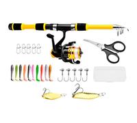 Caña de pescar para jóvenes, kit de pesca portátil para principiantes, accesorios de pesca para playa, lago, cubierta, río, agua dulce, camping, en la costa, surf, mar adentro, estanque, kayak