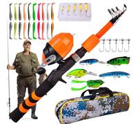 Caña de Pescar para niños, caña de Pescar para niños, práctico Kit de Aparejos de telescópicos portátiles - Accesorios de, Combinaciones de caña y Carrete para Sobrevivir