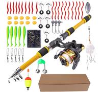 Caña de Pescar para niños pequeños, caña telescópica portátil - Conjunto de caña y Carrete de 180 cm para niños, niñas, Viajes, Camping, Senderismo, Ocio y en el mar