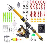 Caña de pescar para niños pequeños - caña telescópica portátil, juego de caña y carrete, 180 cm, para niños, niñas, viajes, camping, senderismo, ocio y pesca en el mar