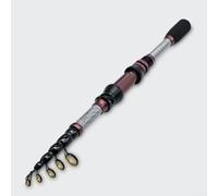 Caña de pescar telescópica compacta de carbono con punta sólida de 2 mm, guías reforzadas con rayos UV y agarre ergonómico de espuma para un uso prolongado (2,4 m)