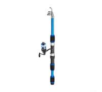 Caña de pescar telescópica con carrete para equipo combinado, poste de fibra de carbono ligero, kit portátil para diferentes métodos de pesca y uso al aire libre (juego azul)