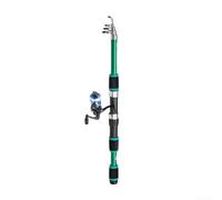 Caña de pescar telescópica con carrete para equipo combinado, poste de fibra de carbono ligero, kit portátil para diferentes métodos de pesca y uso al aire libre (juego verde)