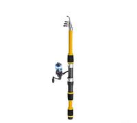 Caña de pescar telescópica con carrete para equipo combinado, poste ligero de fibra de carbono, kit portátil para diferentes métodos de pesca y uso al aire libre (juego amarillo)