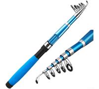 Caña de pescar telescópica de 1,8 m, 2,1 m, portátil, de fibra de vidrio, con guías de aleación para pesca en la playa y la costa, azul (A - 1,8 m)