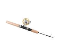 Caña de Pescar telescópica de 26 Pulgadas con Carrete, caña portátil para Pesca en Hielo, caña de Fibra de Carbono con Mango de EVA y guías de cerámica, Equipo Compacto de Pesca (Oro)