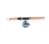 Caña de Pescar telescópica de 26 Pulgadas con Carrete, Conjunto portátil de caña para Pesca en Hielo, caña de Fibra de Carbono con empuñadura de EVA y Carrete metálico para Pesca (Azul)
