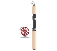 Caña de Pescar telescópica de 26 Pulgadas con Carrete, Conjunto portátil de caña para Pesca en Hielo, caña de Fibra de Carbono con empuñadura de EVA y Carrete metálico para Pesca (Roja)
