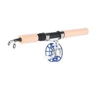 Caña de pescar telescópica de 26 pulgadas con juego de carrete, caña de hielo portátil, combo de aparejos compacto y ligero con empuñadura de EVA y guía de cerámica para la pesca a (Azul)