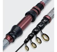 Caña de pescar telescópica de carbono con punta sólida y asiento de carrete de metal, diseñada para una mayor estabilidad y un manejo suave de la línea (1,8 m)