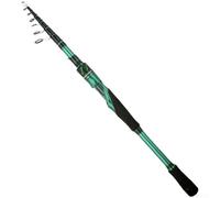 Caña de pescar telescópica de carbono portátil M Power Action se pliega a 50 cm, caña de pescar compacta de viaje ligera para uso en todas las estaciones, anillos guía de porcelana verde, longitud de