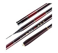 Caña de pescar telescópica de fibra de carbono superdura superligera con 28 poderes, caña de pescar telescópica de 2,7 a 7,2 m, aparejos de pesca portátiles (color: rojo, tamaño: 15 pies) (rojo 20