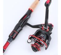 Caña de pescar telescópica y carrete para combo de fibra de carbono de 1,8 m con caja de aparejos para trucha, perca, lucio, salmón, agua dulce, pesca en mar