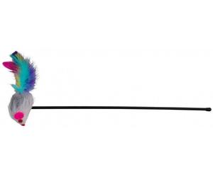 Caña de pescar Trixie con ratón y sonajero en un palo para gatos