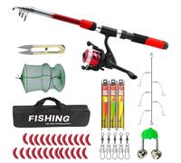 Caña de pescar y carrete combinado, con bolsa de transporte, equipo de pesca retráctil portátil, caña de pescar combinada, para kayak de agua dulce, pesca de remolque, alta mar, aguas costeras, surf