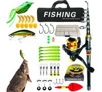 Caña telescópica, Set Completo portátil con - Kit de - para Padres Principiantes, Adultos, Agua Dulce y Agua Salada