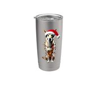 Canaan - Gorro de Papá Noel con luces de Navidad para mamá, papá, amante Vaso térmico de acero inoxidable de doble pared
