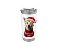 Canaan - Perro con sombrero de Papá Noel, Navidad, dueño, amante, mamá, papá Vaso térmico de acero inoxidable de doble pared