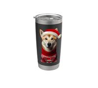 Canaan - Perro con sombrero de Papá Noel, Navidad, dueño, amante, mamá, papá Vaso térmico de acero inoxidable de doble pared
