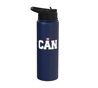 Canada Country Code with Flag Minimalist College Font Stainless Steel Insulated Water Bottle