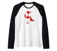 Canada Cuervo Silueta Canadiense Orgullo Amante de Aves Camiseta Manga Raglan