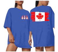 Canada Day Camisa Mujer Hoja de Arce Tops Patrióticos para cualquier Canadiense Unisex Cuello Redondo Ropa de Algodón para Adultos Camiseta Mujer Manga 3/4, azul, XXL