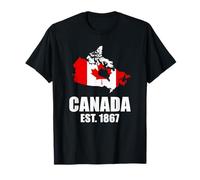 Canada Est 1867 Mapa de Canadá Bandera de Canadá Camiseta