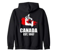 Canada Est 1867 Mapa de Canadá Bandera de Canadá Sudadera con Capucha