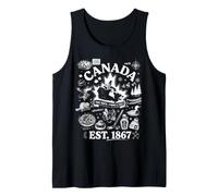 Canadá EST. 1867 True North, Strong & Free! Patrimonio Mapa Arte Camiseta sin Mangas