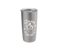 Canadá Est. 1867 True North, Strong & Free! Patrimonio Mapa Arte Vaso térmico de acero inoxidable de doble pared