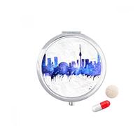 Canadá histórica ciudad acuarela azul Travel bolsillo píldora caso medicina dispensador espejo regalo caja de almacenamiento