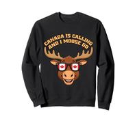 Canada Is Calling and I Moose Go Bandera de Canadá Alce Canadiense Sudadera