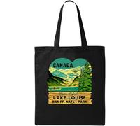 Canada Lake Louise Banff National Park Vintage Travel Poster Natural Eco Cotton Tote Bag Black, Black, Talla única