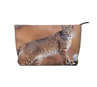 Canada Lynx - Bolsa de maquillaje de pana versátil con cremallera para uso diario y organizador de capacidad de viaje, Black, Talla única
