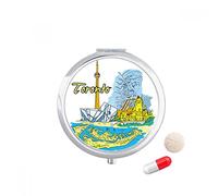 Canada paisaje histórico sabor Toronto Travel bolsillo píldora caso medicina dispensador espejo regalo caja de almacenamiento