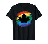 Canada Rainbow Maple Leaf LGBTQ Pride Vintage Color Art Camiseta