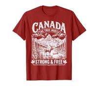 Canada The True North Fuerte y Gratis Vintage Moose Grabado Camiseta