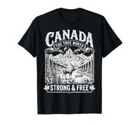 Canada The True North Fuerte y Gratis Vintage Moose Grabado Camiseta