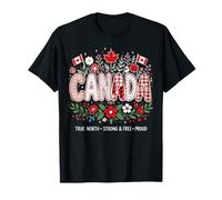Canada True North Strong Free Orgulloso Estampado Floral Camiseta